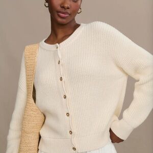 Jenni Kayne Cream Knit Button-Front Cardigan